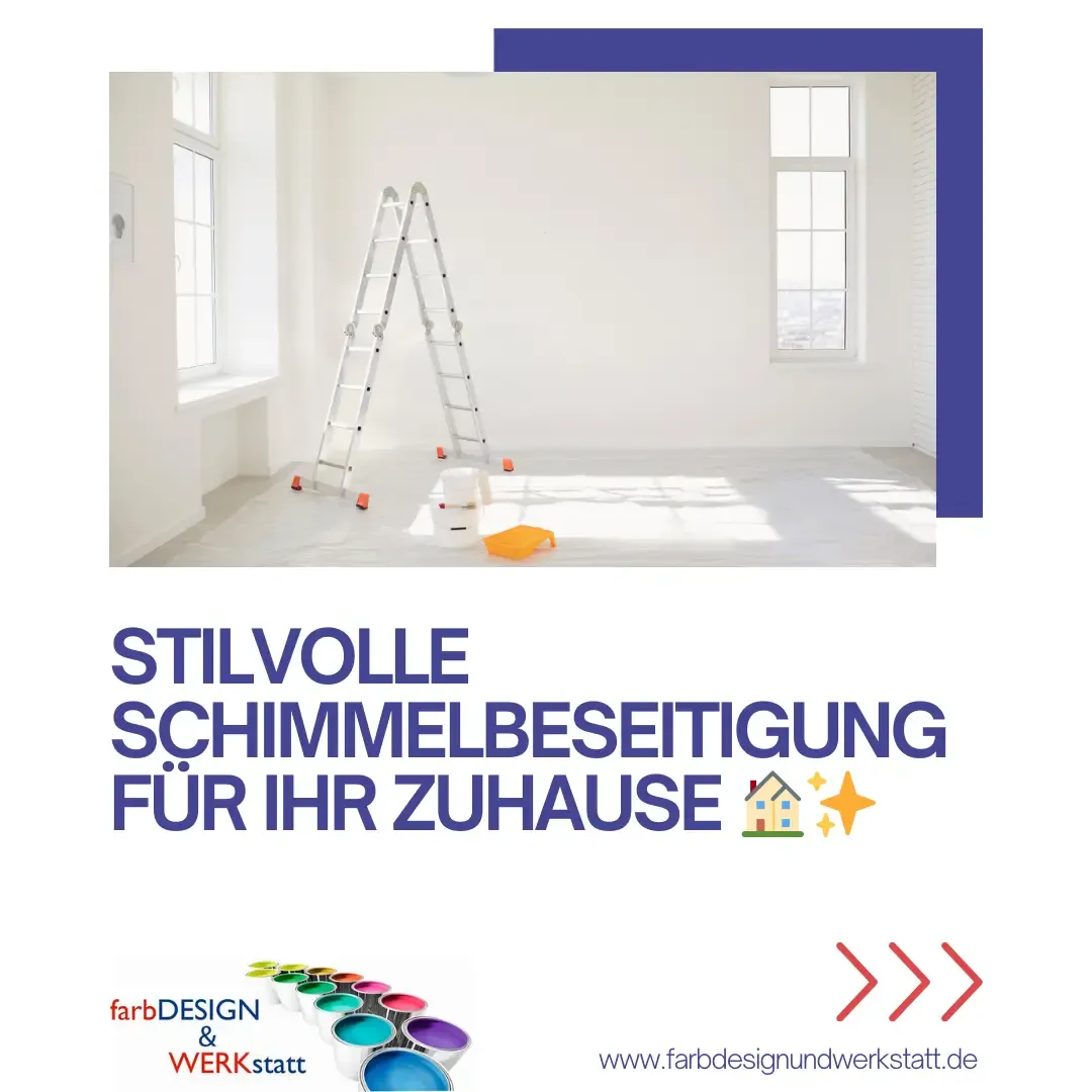 Renovierungsraum vorbereitet für Schimmelbeseitigung mit Farbdesign und Werkstatt.