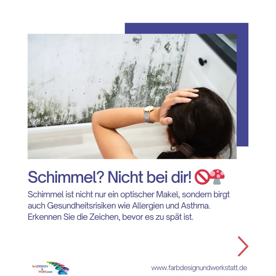 Besorgte Person betrachtet Schimmelflecken an der Wand.