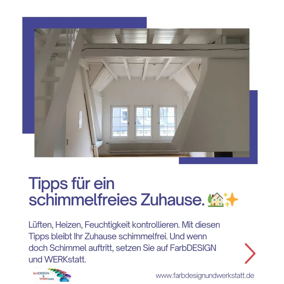 Helle, renovierte Dachgeschosswohnung nach Schimmelbekämpfung.